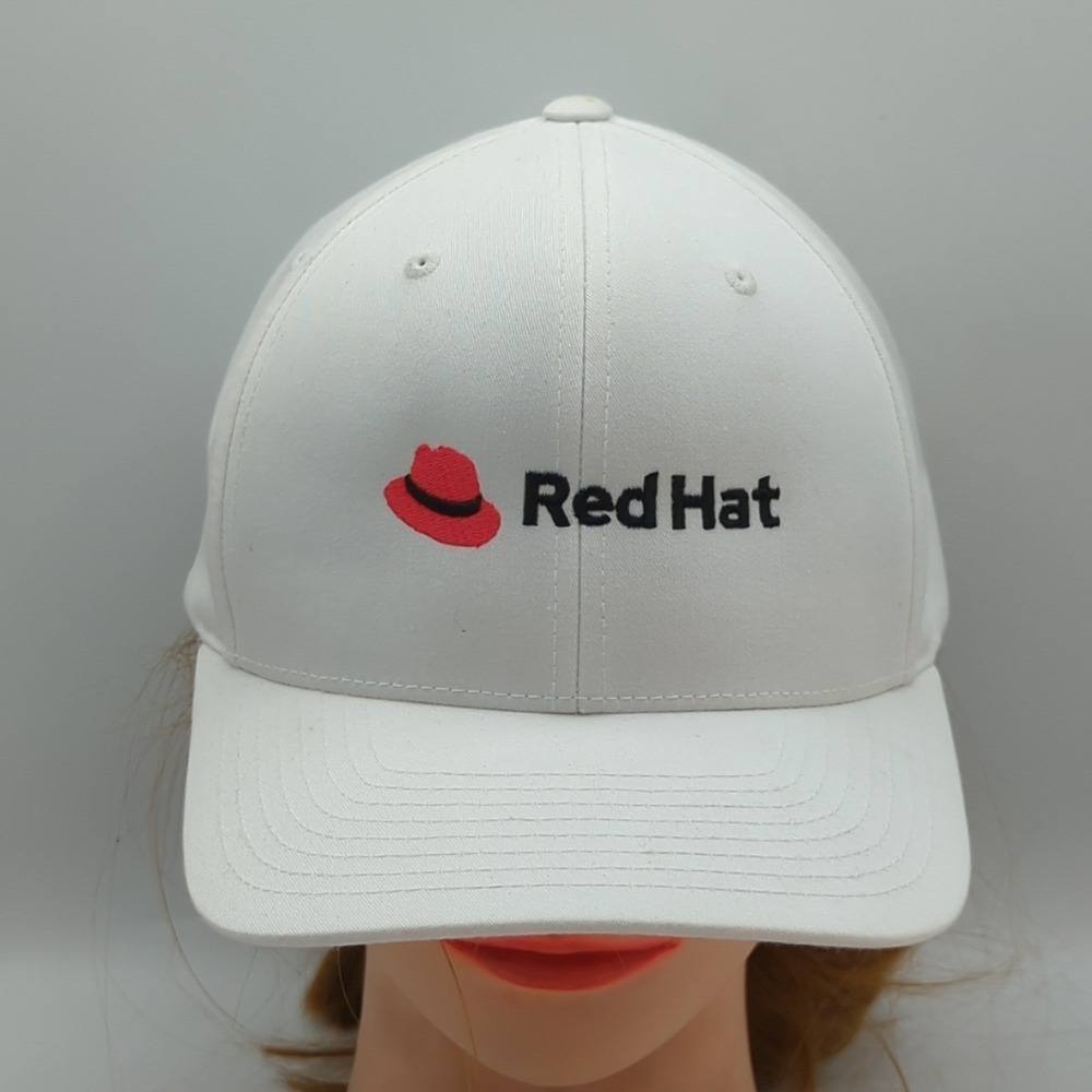 Red Hat Hat Linux Computer Software White Cap Adjustable Snapback Yupoong